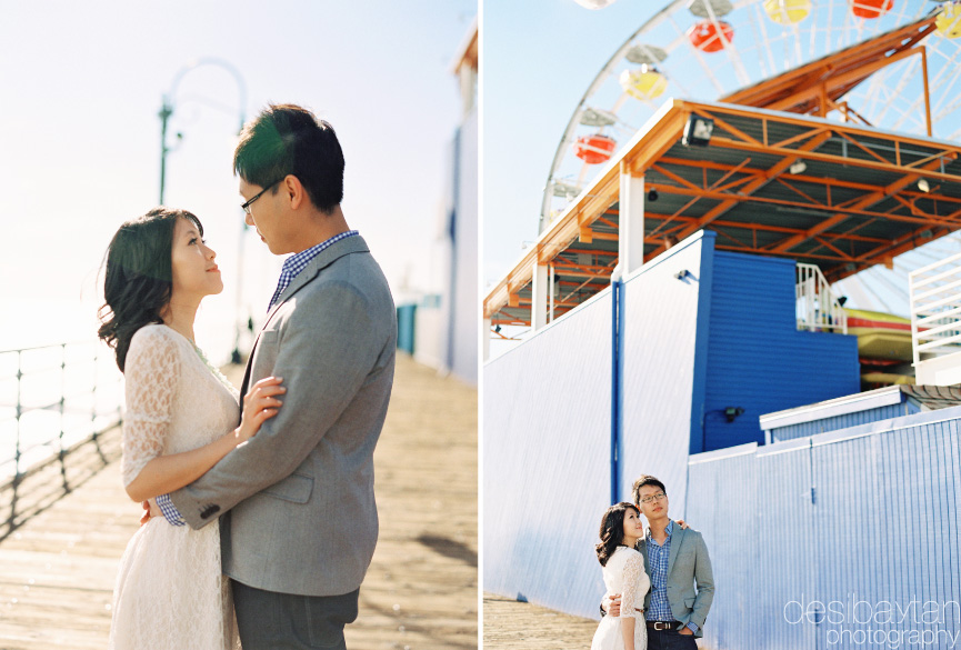Engagement Session on the Santa Monica Pier with Ferris Wheel in background